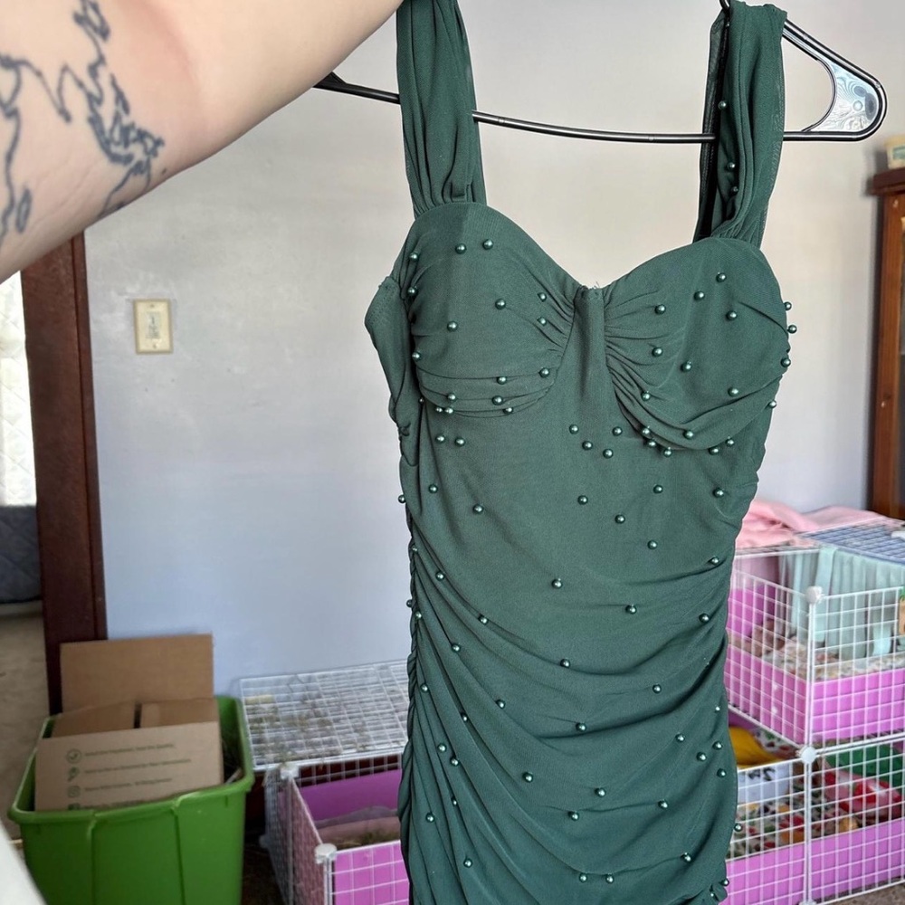 Windsor Forest Green Beaded Prom Dress